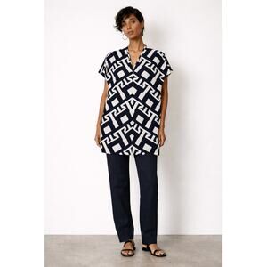NWT Zero Maria Cornejo Issa Geometric Kaftan Fit Tunic Top Rare Luxury 4